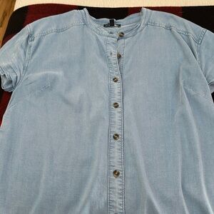 Universal Standard Perfect Chambray Short Sleeve Shirt - xs 10/12